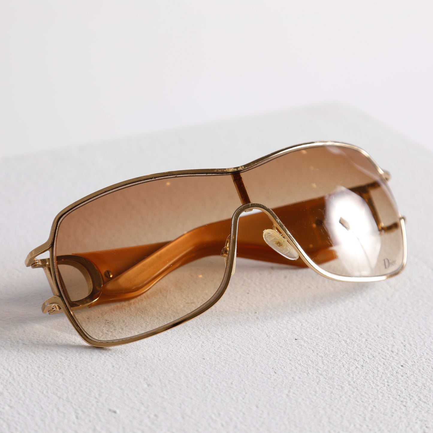 DIOR Gold and Beige Framed Tinted Sunglasses