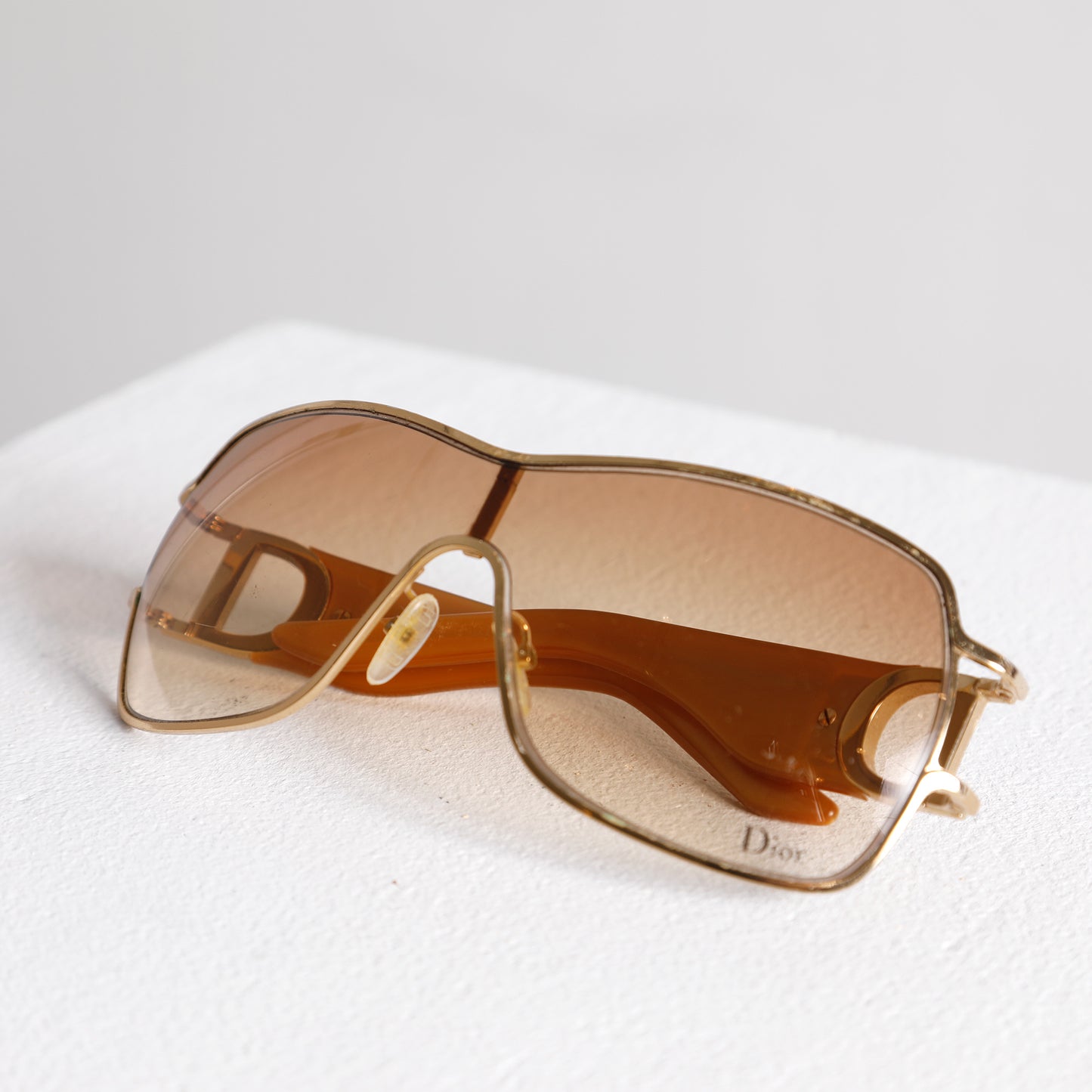 DIOR Gold and Beige Framed Tinted Sunglasses