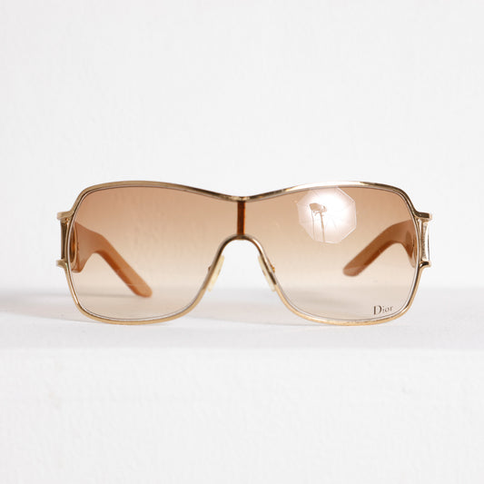 DIOR Gold and Beige Framed Tinted Sunglasses