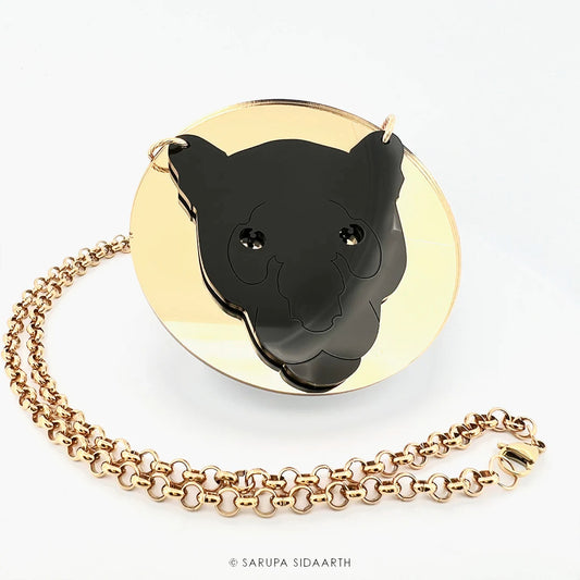 SARUPA SIDAARTH Black Panther Acrylic Statement Necklace in Gold or Silver