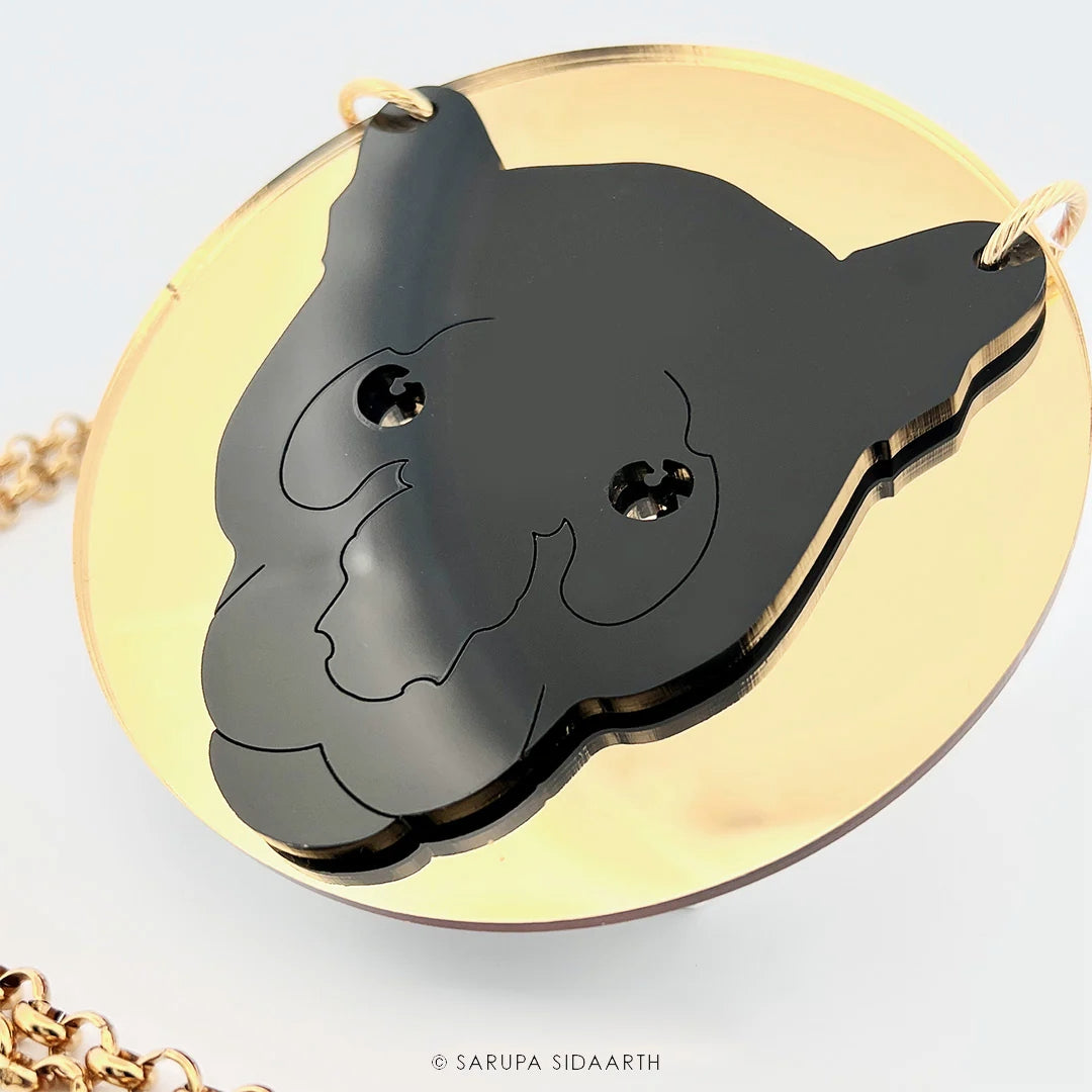 SARUPA SIDAARTH Black Panther Acrylic Statement Necklace in Gold or Silver