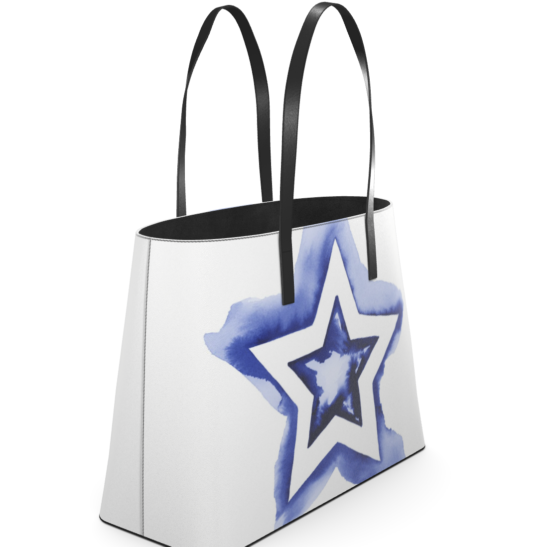 UNTITLED BOUTIQUE White and Blue Leather Kika Star Tote Bag - Limited Edition