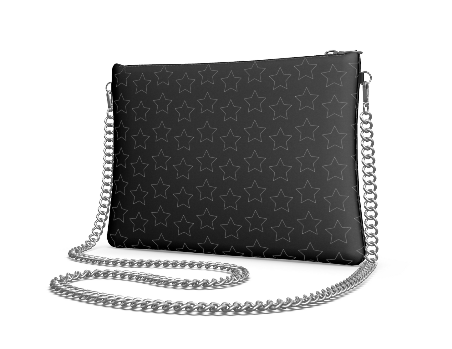 UNTITLED BOUTIQUE Black Leather Star Crossbody Bag With Silver Chain - Limited Edition