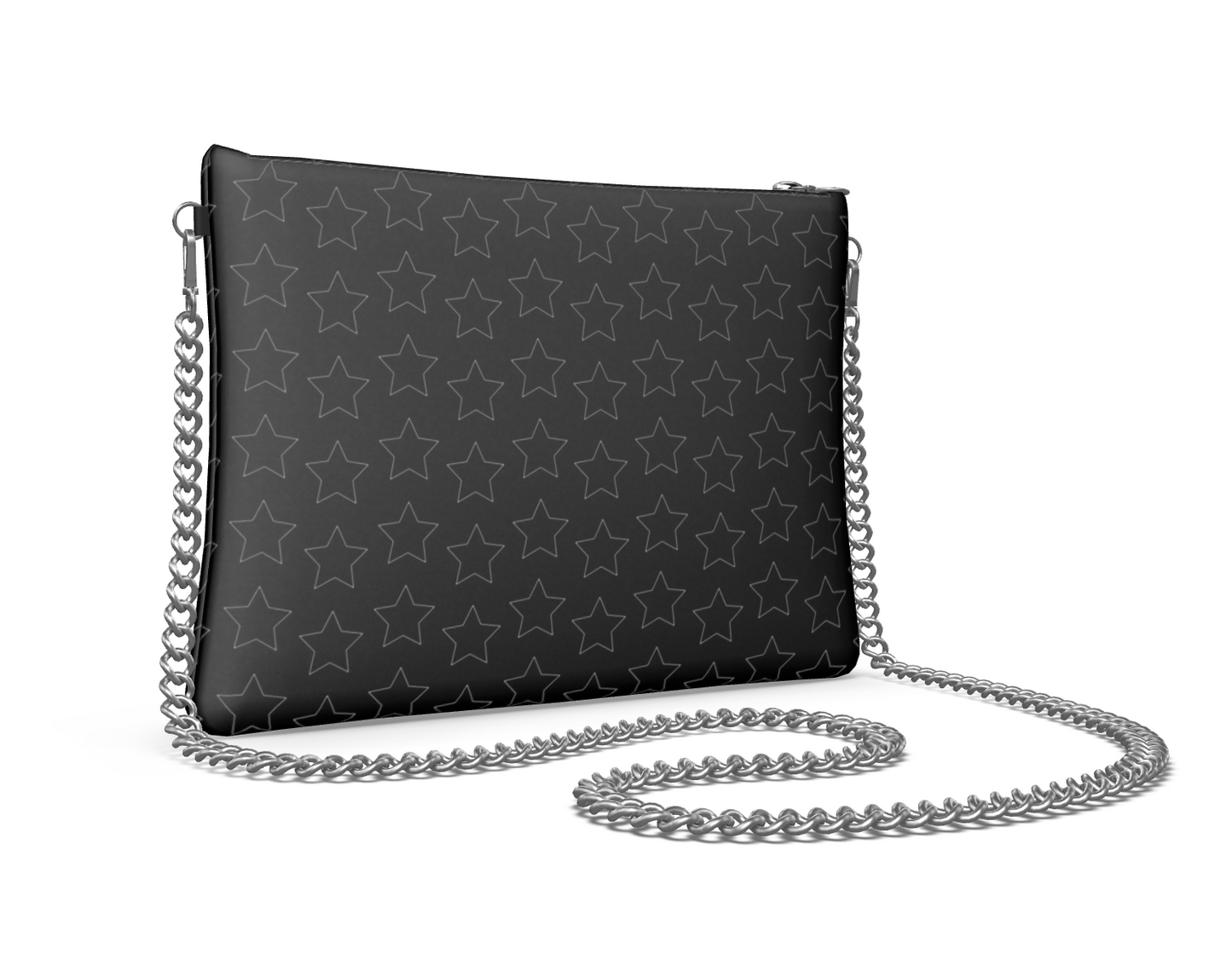 UNTITLED BOUTIQUE Black Leather Star Crossbody Bag With Silver Chain - Limited Edition