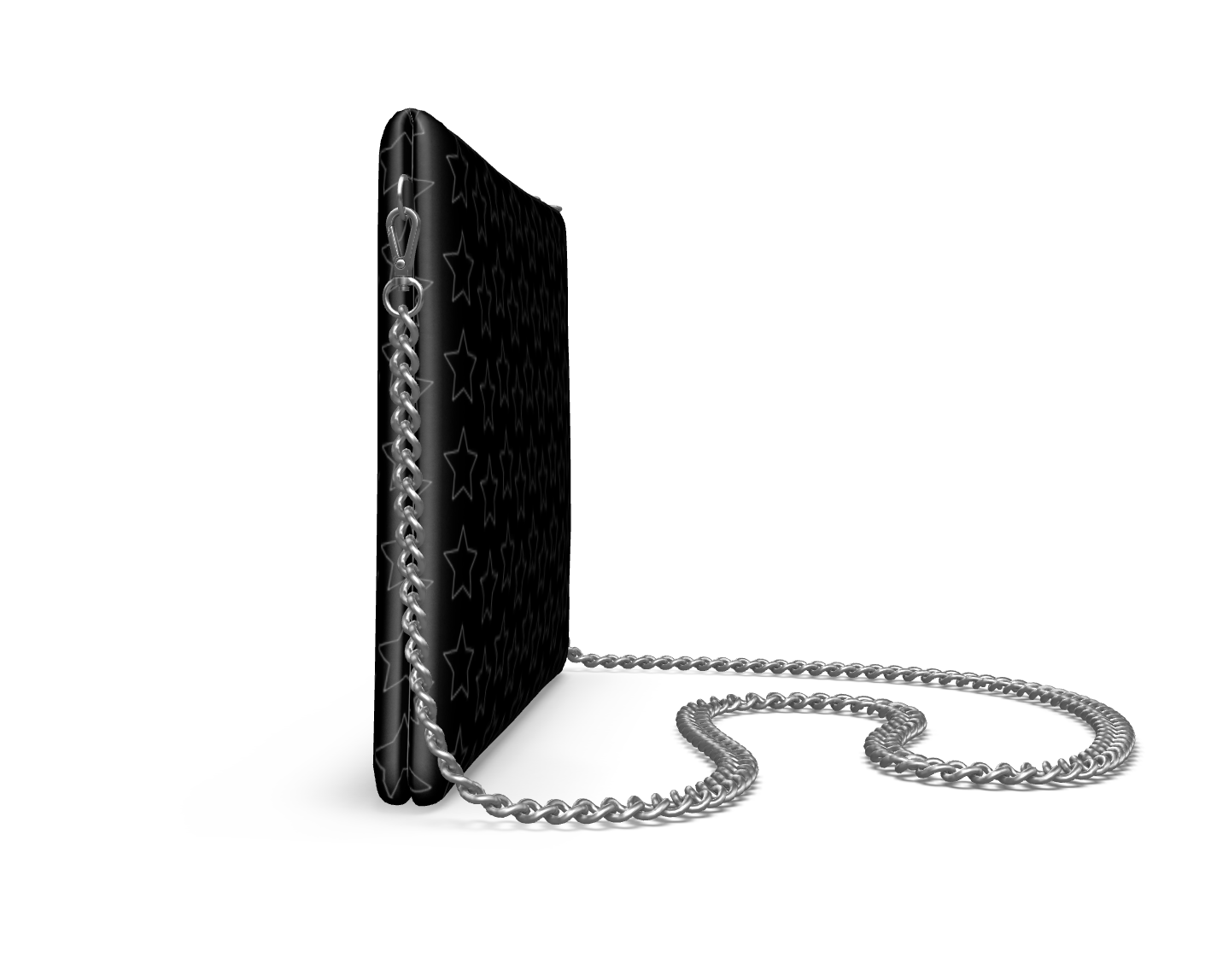 UNTITLED BOUTIQUE Black Leather Star Crossbody Bag With Silver Chain - Limited Edition