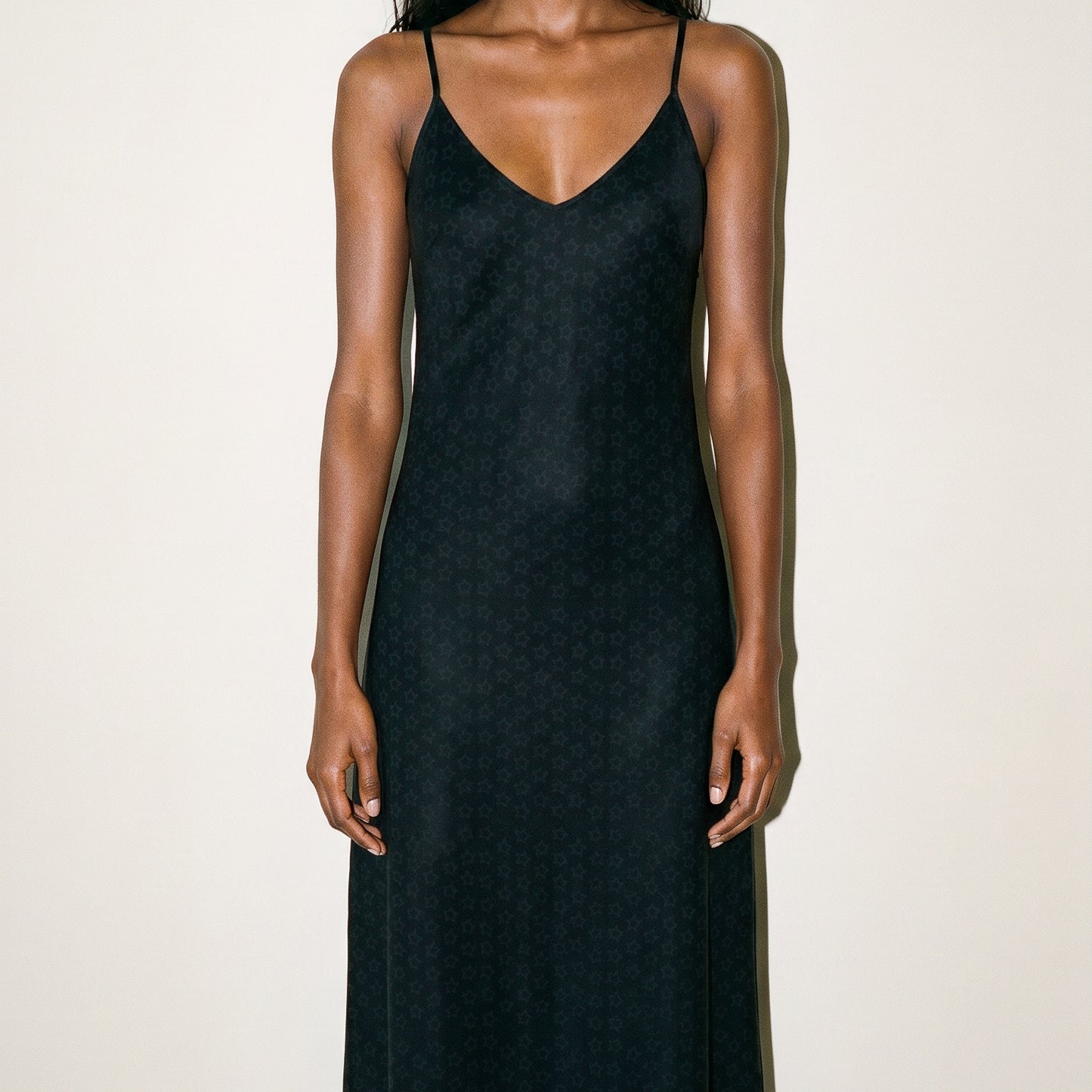 UNTITLED BOUTIQUE Black Silk Constellation Star Slip Dress - Limited Edition