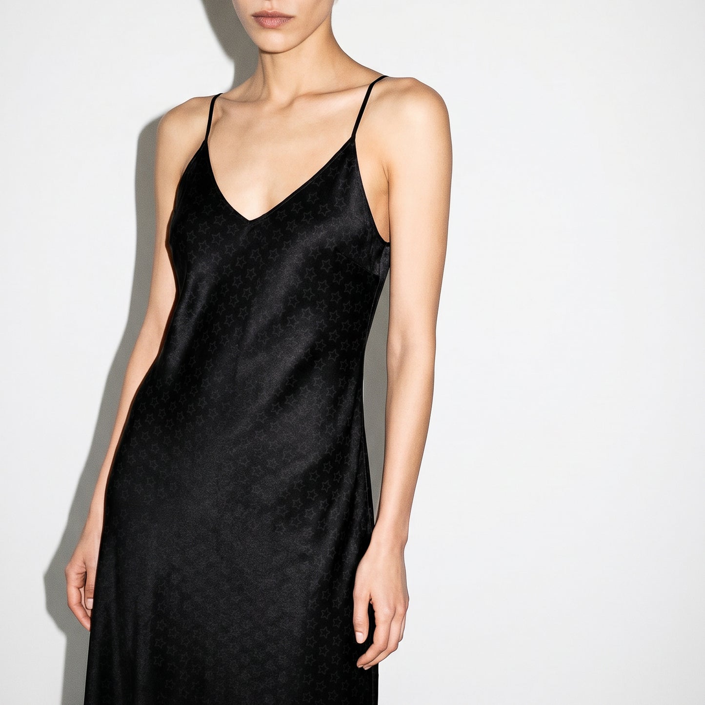 UNTITLED BOUTIQUE Black Silk Constellation Star Slip Dress - Limited Edition