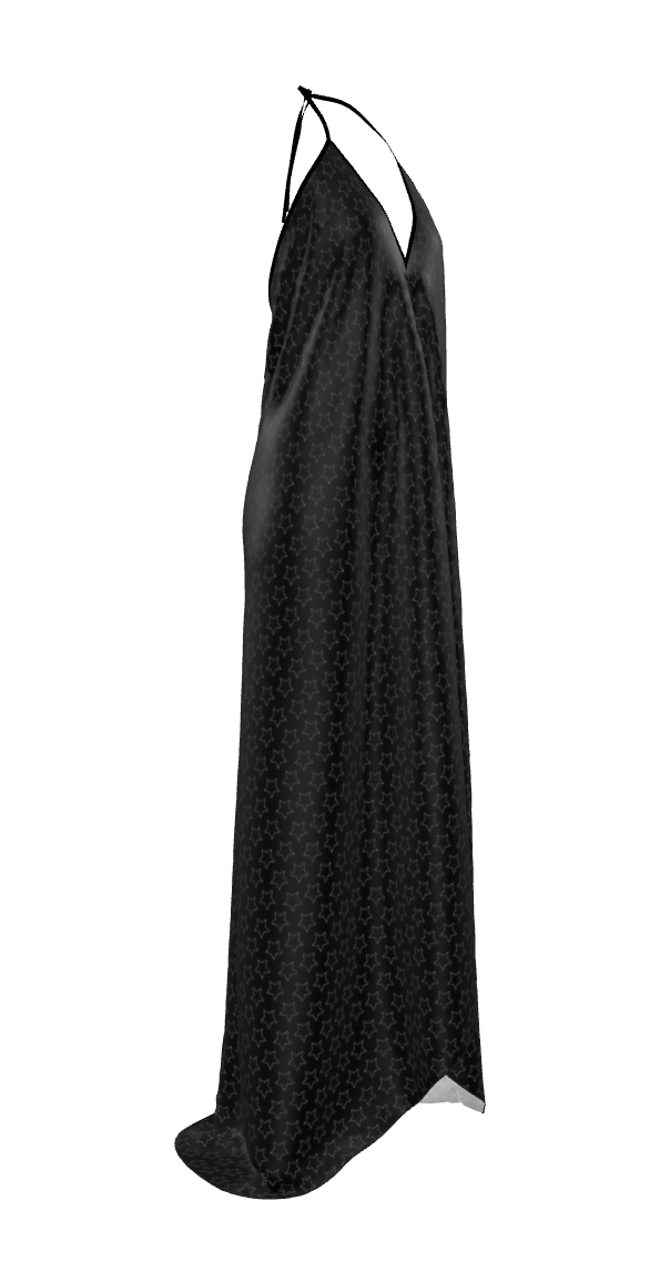 UNTITLED BOUTIQUE Black Silk Halter Star Dress - Limited Edition