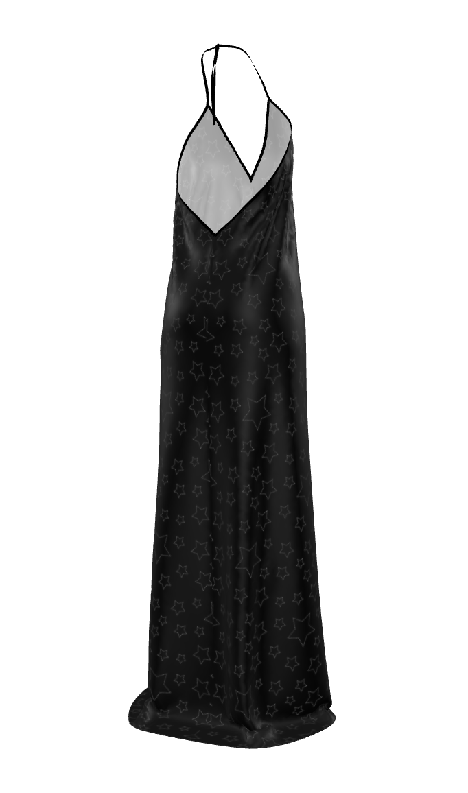 UNTITLED BOUTIQUE Black Silk Halterneck Constellation Star Dress - Limited Edition