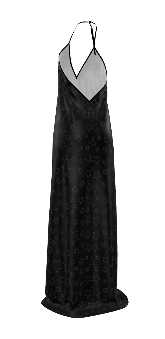 UNTITLED BOUTIQUE Black Silk Halterneck Constellation Star Dress - Limited Edition