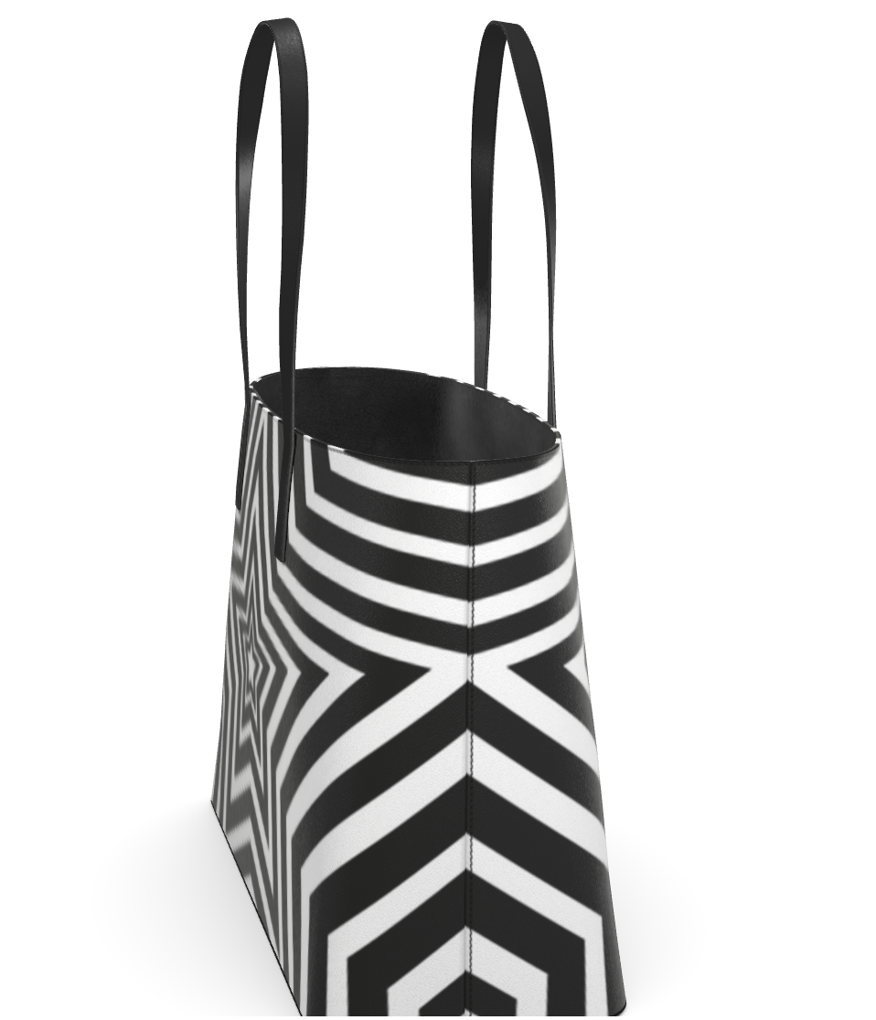 UNTITLED BOUTIQUE Black and White Kika Leather Star Tote Bag - Limited Edition