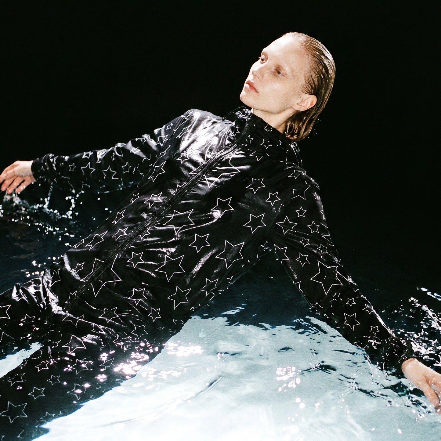UNTITLED BOUTIQUE Black and White Star Waterproof Hazmat Jumpsuit - Limited Edition