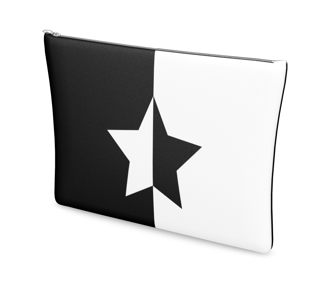 UNTITLED BOUTIQUE Black and White Leather Yin-Yang Star Clutch Bag - Limited Edition