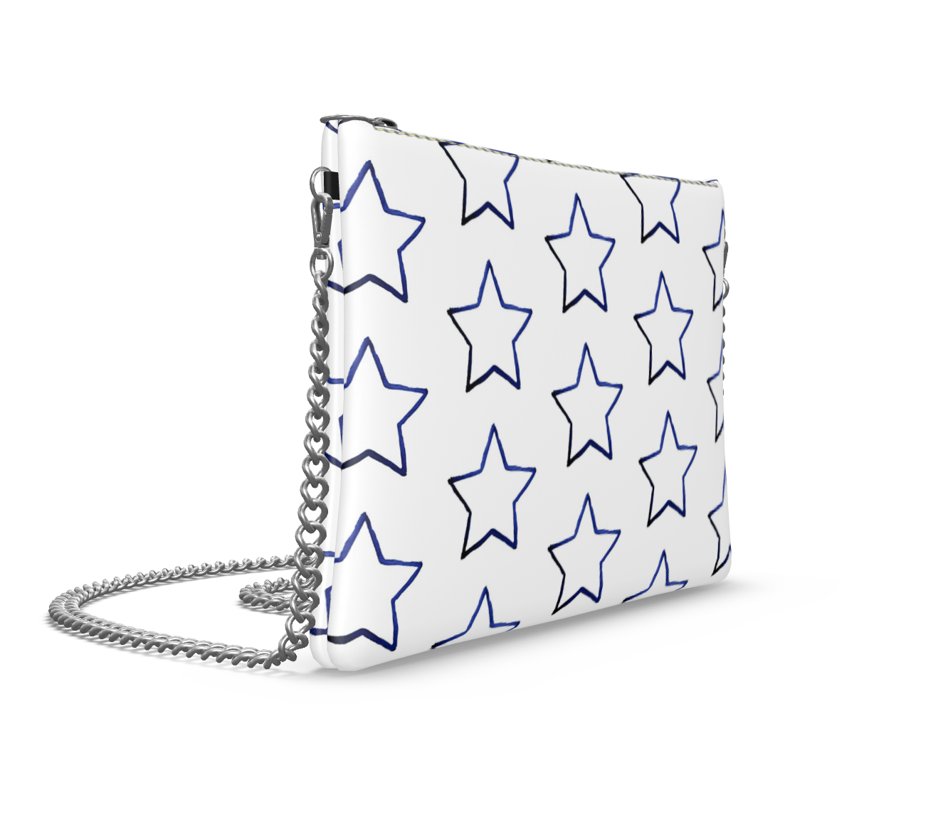 UNTITLED BOUTIQUE White Leather Star Crossbody Bag with Silver Chain - Limited Edition