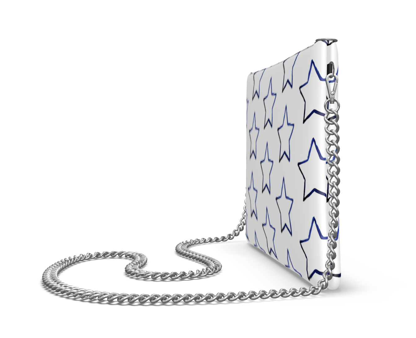 UNTITLED BOUTIQUE White Leather Star Crossbody Bag with Silver Chain - Limited Edition