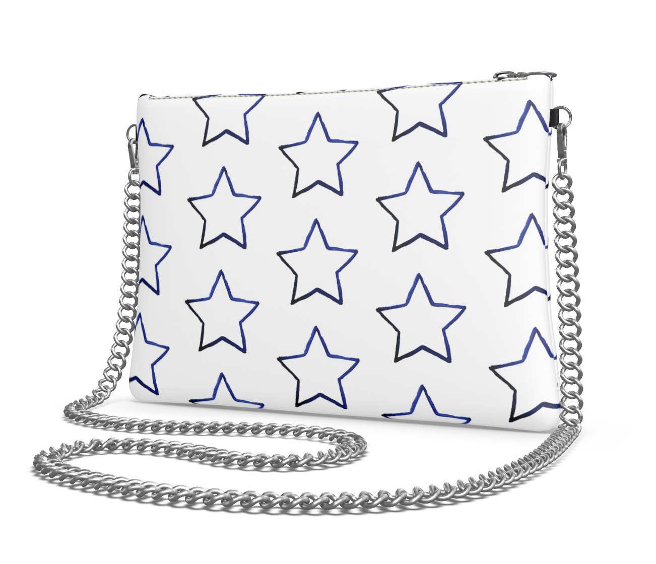 UNTITLED BOUTIQUE White Leather Star Crossbody Bag with Silver Chain - Limited Edition