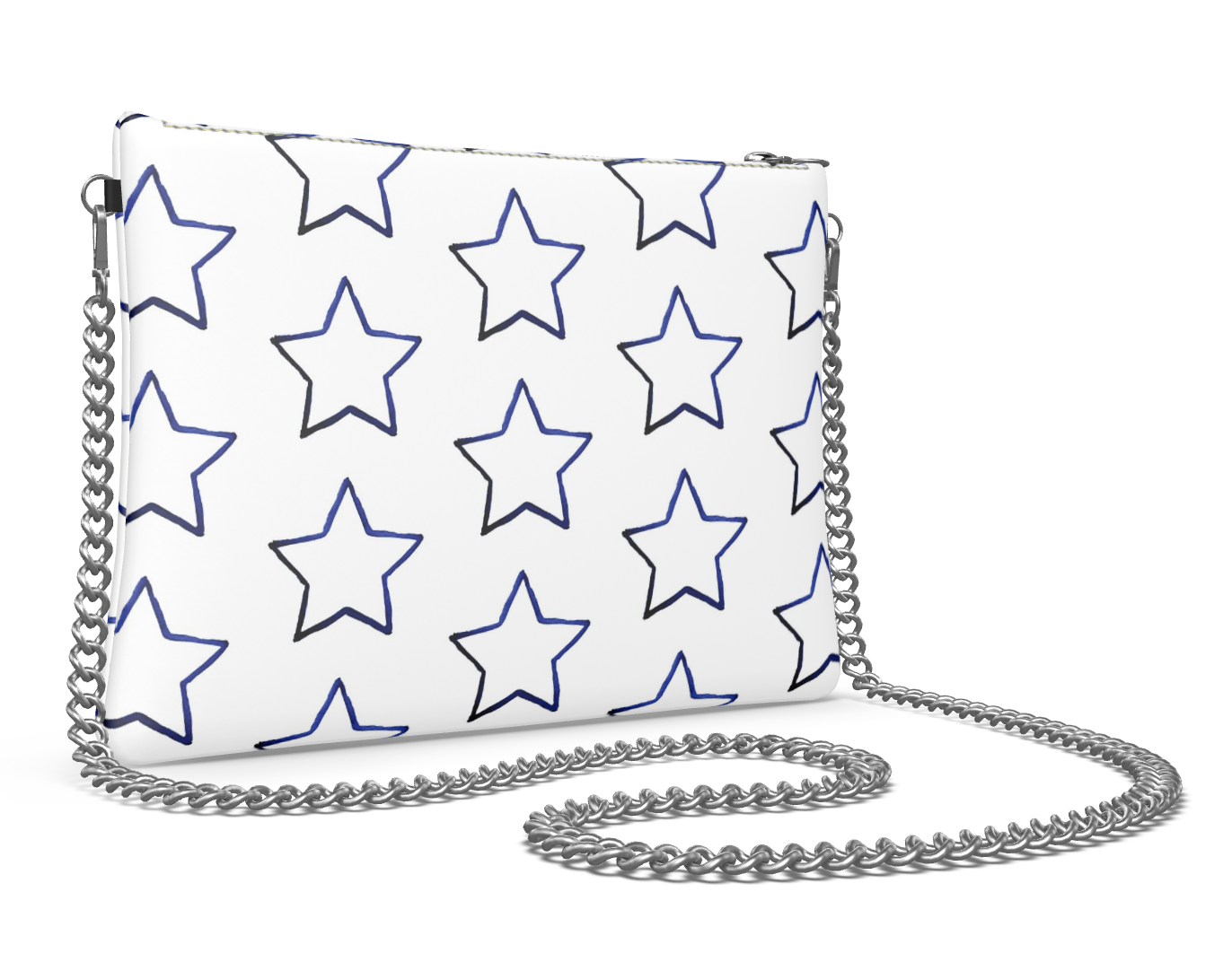 UNTITLED BOUTIQUE White Leather Star Crossbody Bag with Silver Chain - Limited Edition