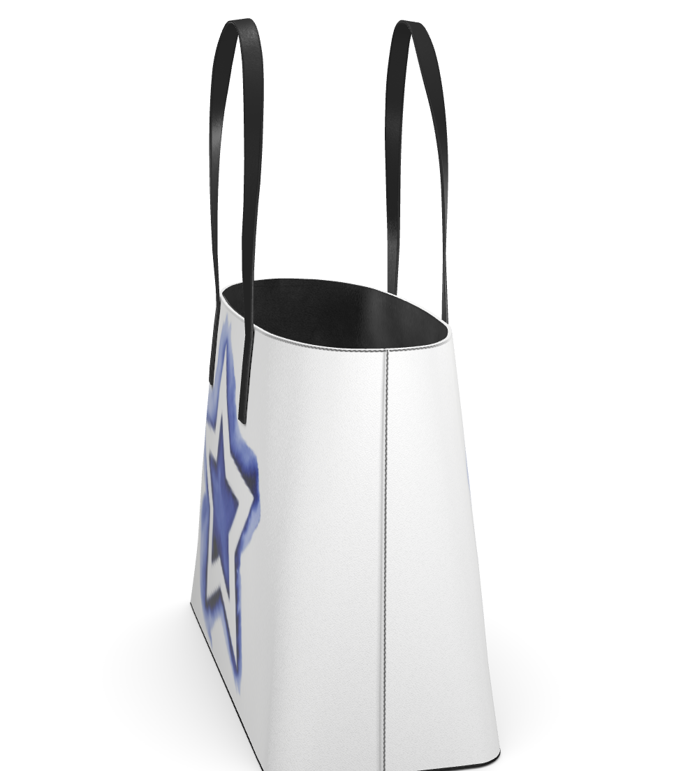 UNTITLED BOUTIQUE White and Blue Kika Leather Star Tote Bag - Limited Edition