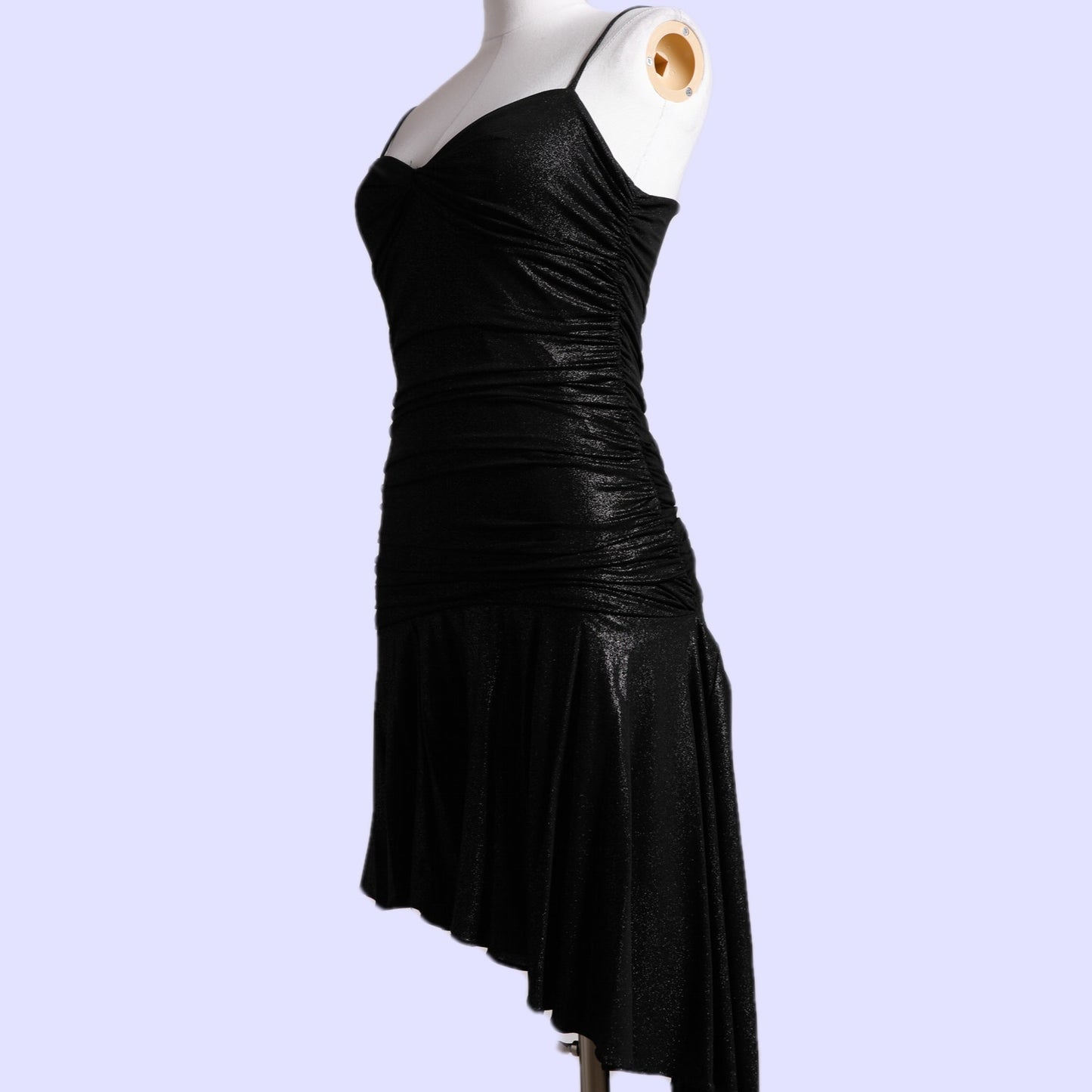 BCBGMAXAZRIA Black Metallic Fitted Draped Dress Vintage Y2K