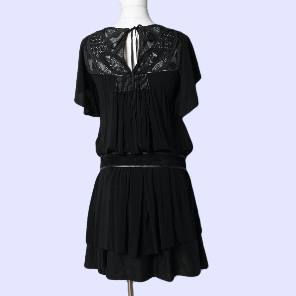 BCBGMAXAZRIA RUNWAY Vintage Black Lace Embellished Mini Dress
