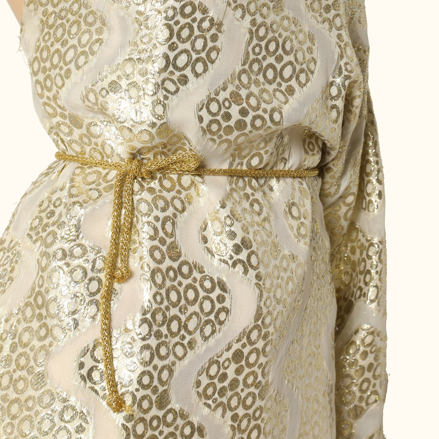 MELISSA ODABASH Gold Shimmer One Shoulder Belted Mini Dress