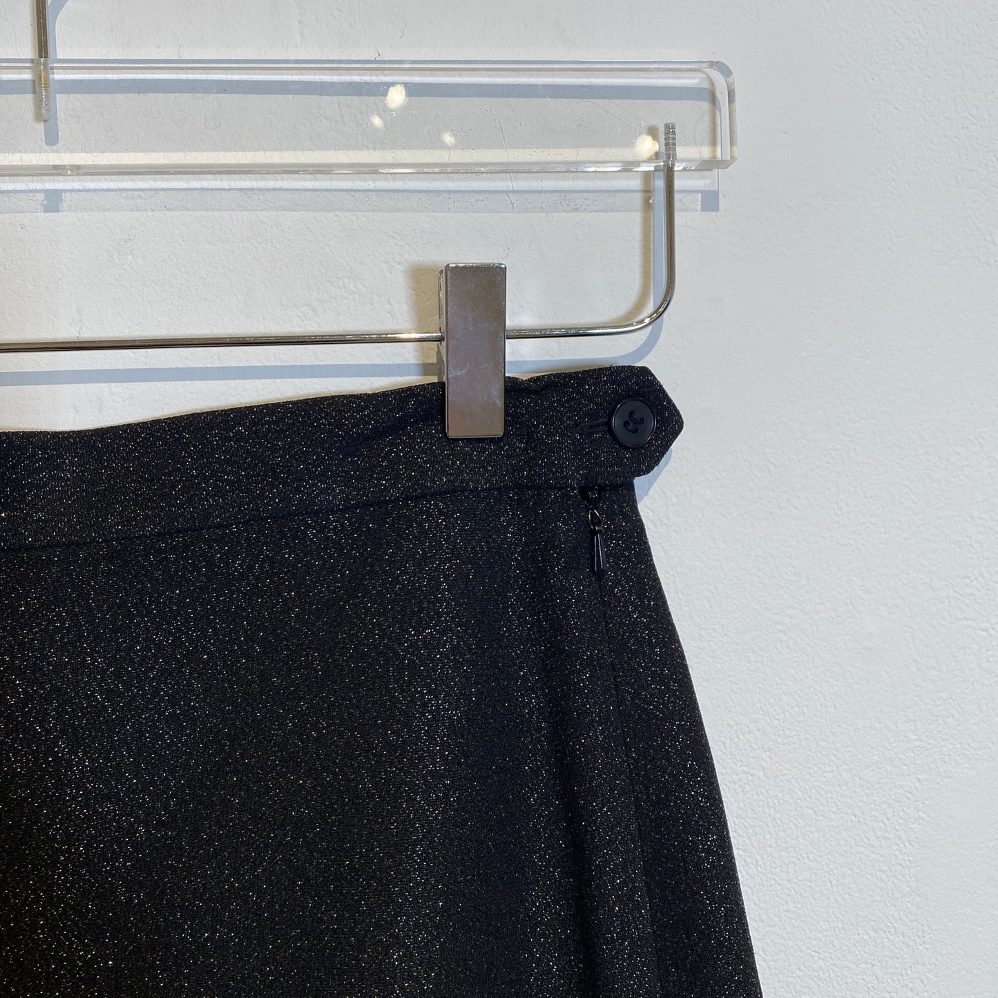 MARK EISEN Black Metallic Wool Mini Skirt Vintage 90s