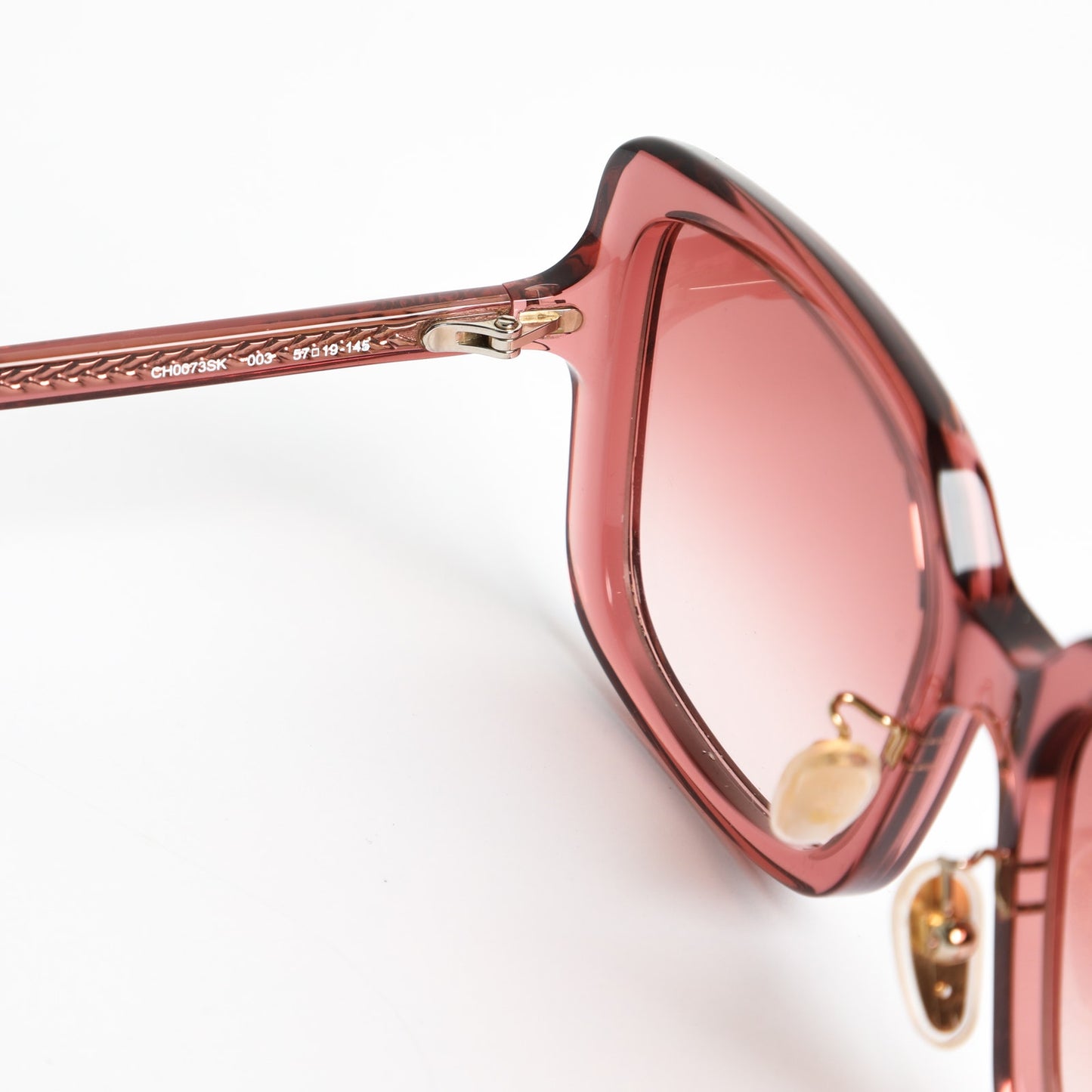 CHLOÉ Pink Oversized Tinted Rectangle Sunglasses