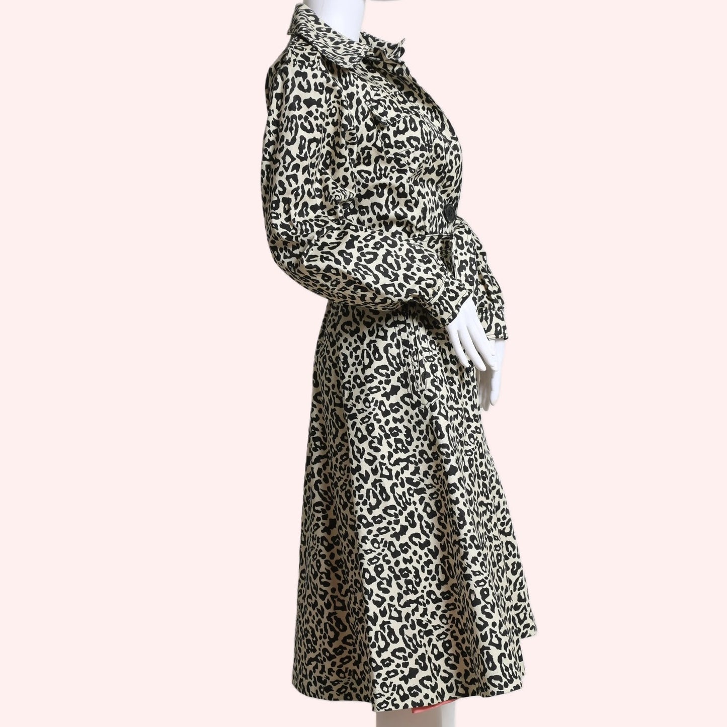 MANOUSH Cream Animal Print Trench Coat