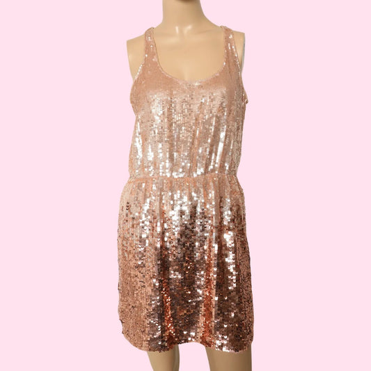 PARKER Rose Gold Ombre Sequin Sleeveless Shift Mini Dress