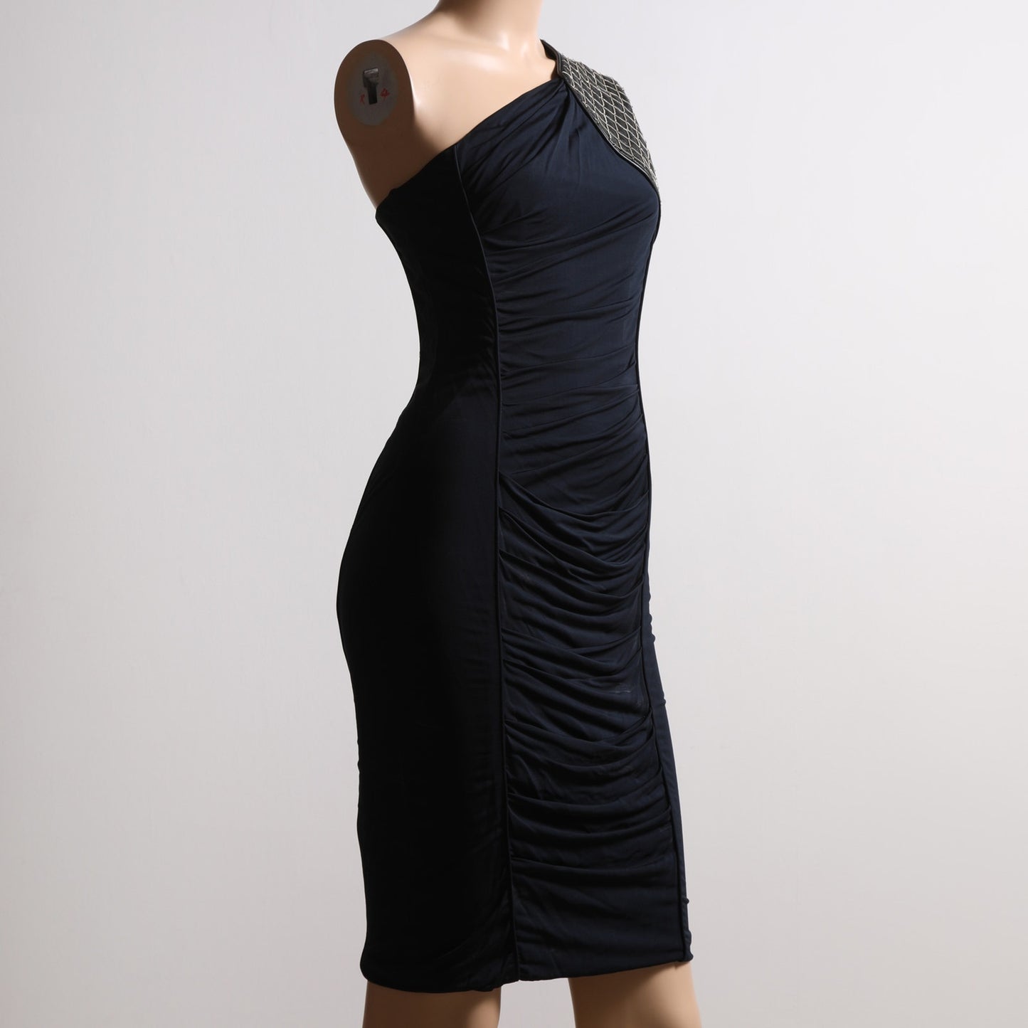 YIGAL AZROUËL Black One-Shoulder Knee-Length Dress