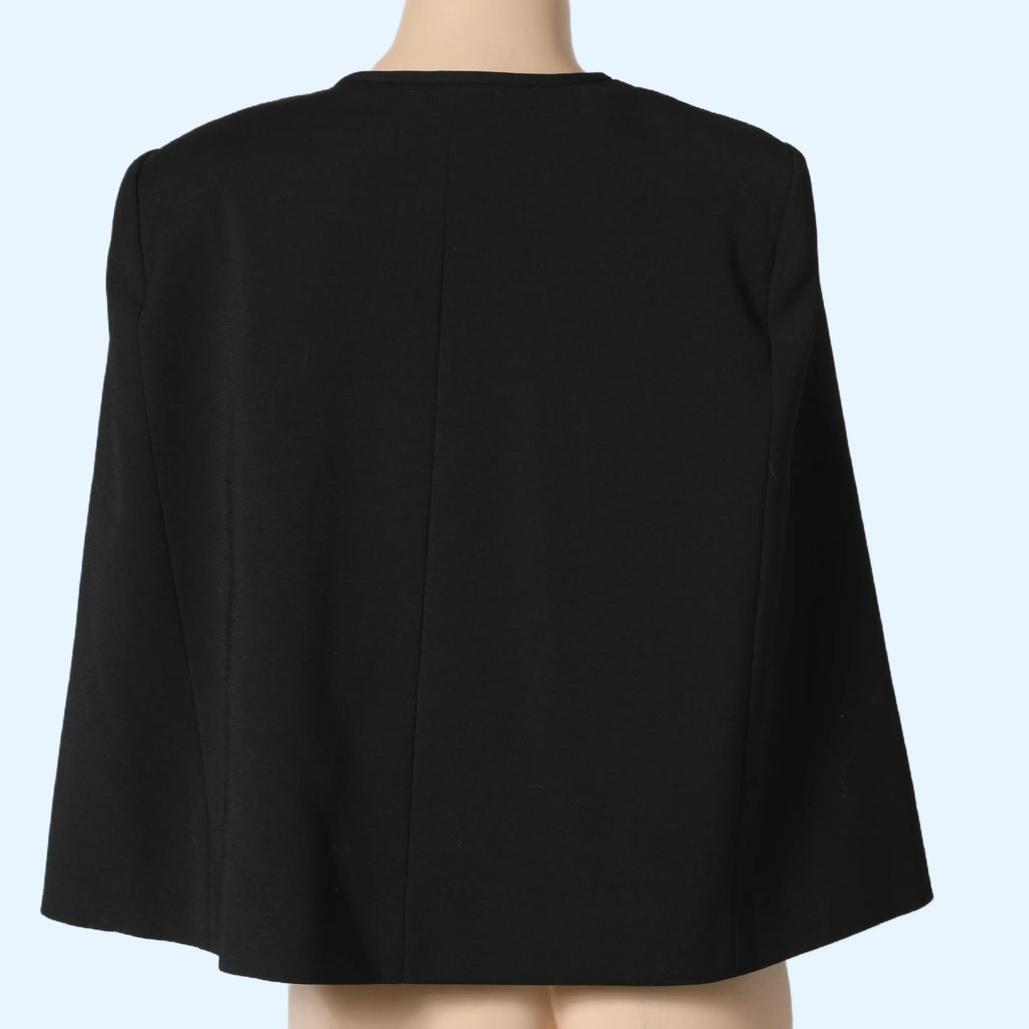 BCBGMAXAZRIA Cropped Asymmetrical Zip Black Cape Jacket