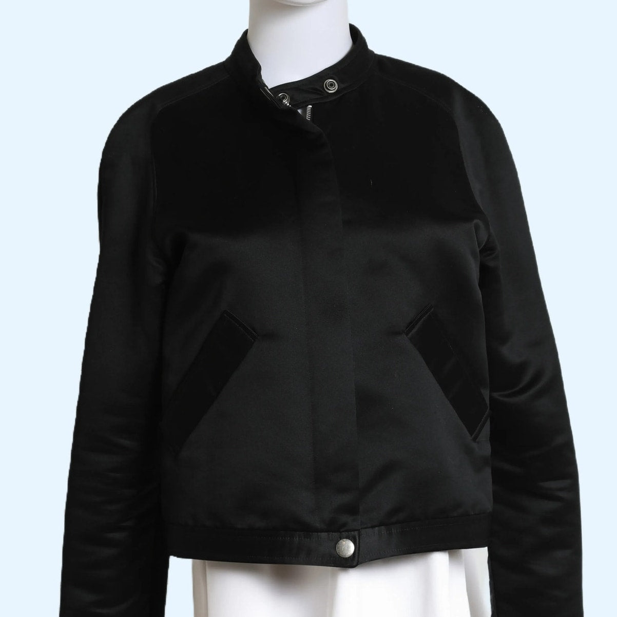 MARK EISEN Vintage Black Silk Bomber Jacket