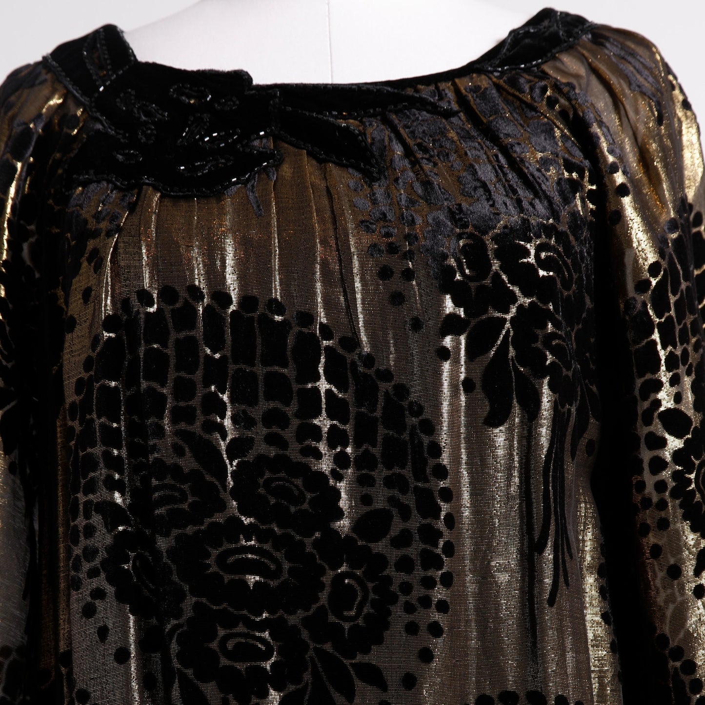 BCBGMAXAZRIA RUNWAY Vintage Gold and Black Velvet Silk Dress