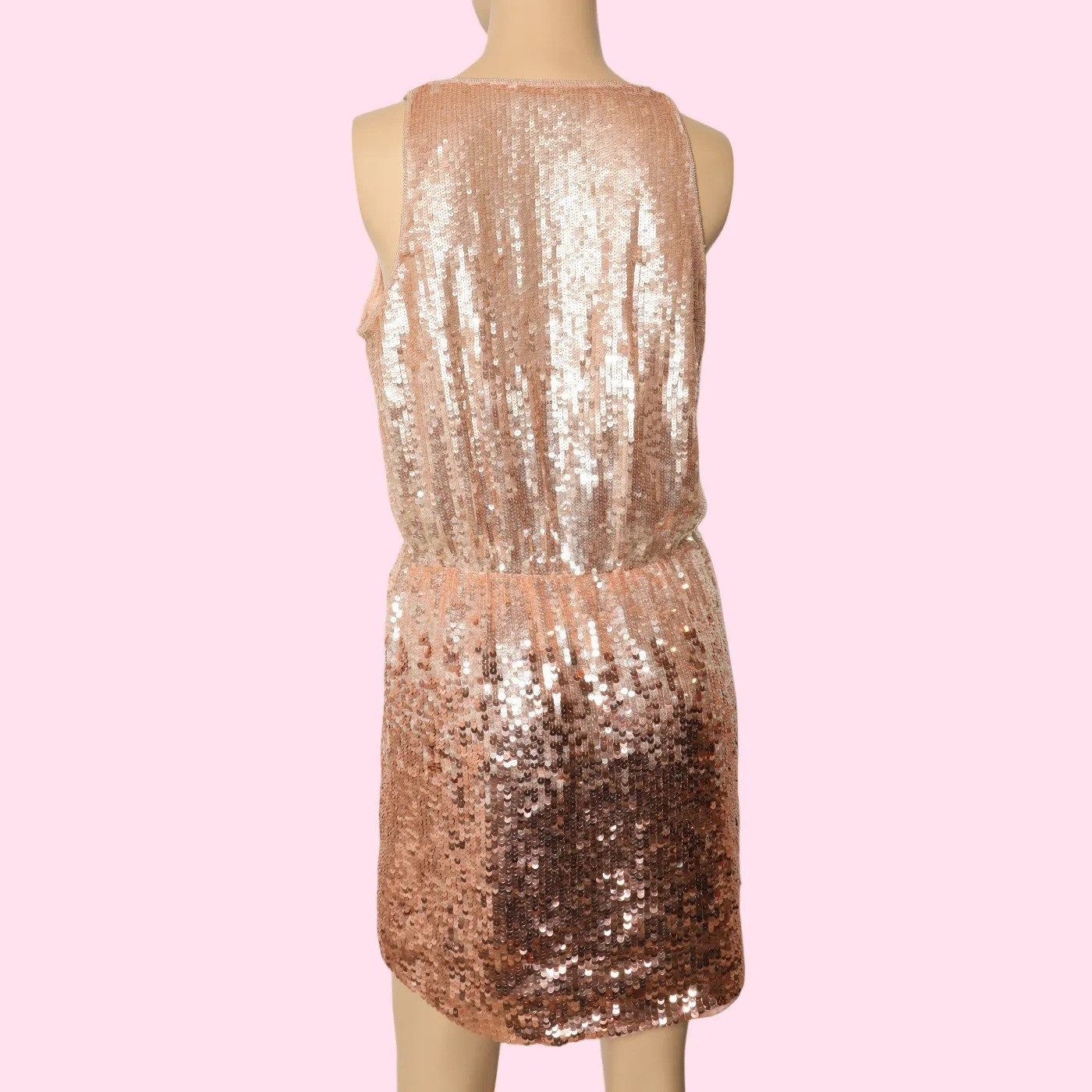 PARKER Rose Gold Ombre Sequin Sleeveless Shift Mini Dress