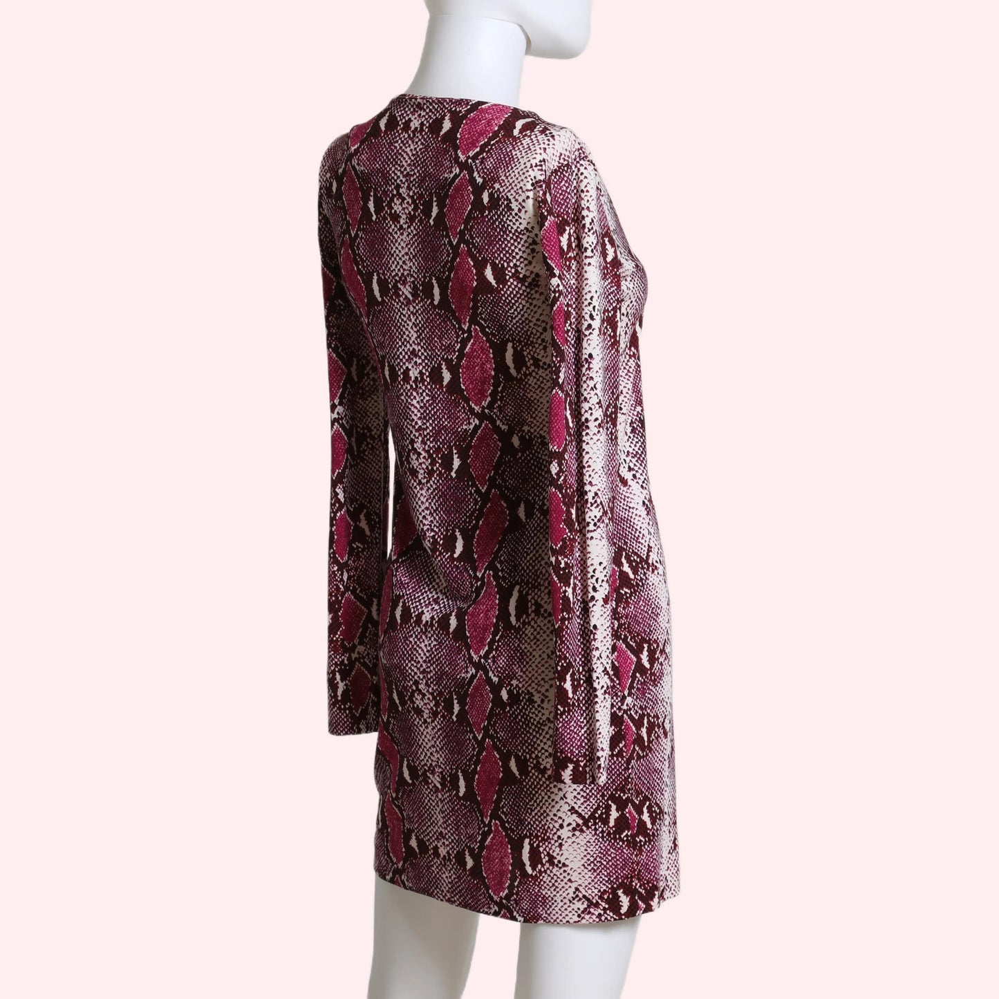 DIANE VON FURSTENBERG Pink Silk Python Snake Animal Print Mini Dress