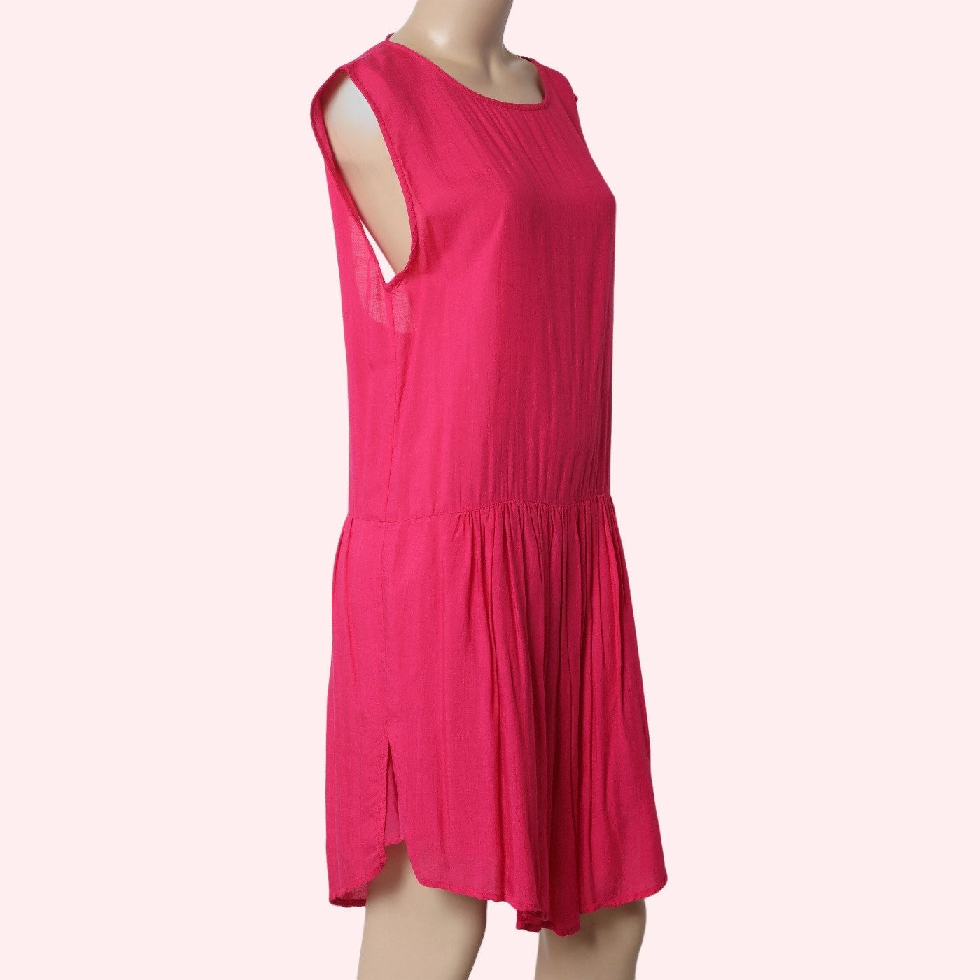 IRO Olivia Fuchsia Pink Open Back Drop Waist Cotton Viscose Mini Dress
