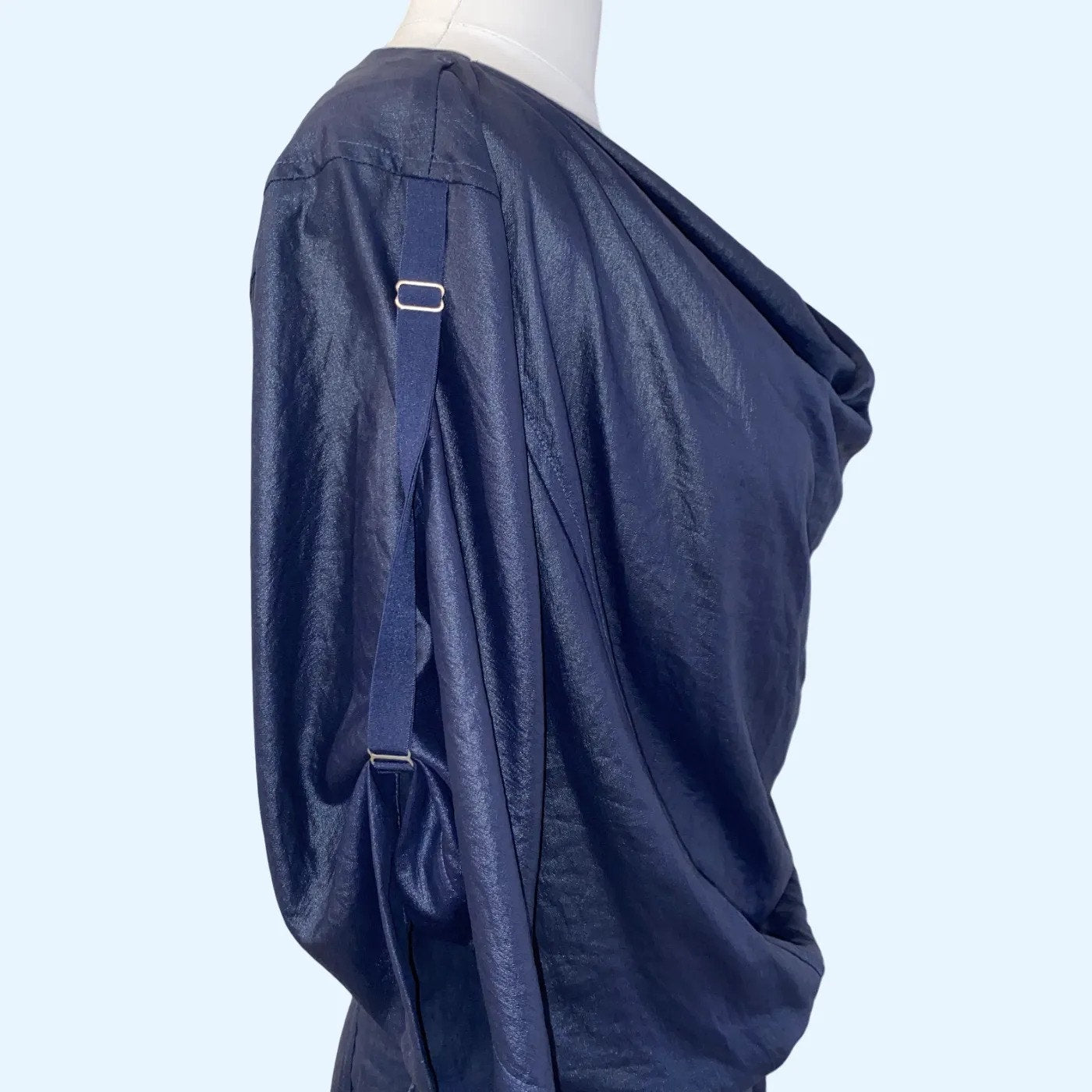 BCBGMAXAZRIA Blue Draped Short Sleeve Vintage Y2K Dress