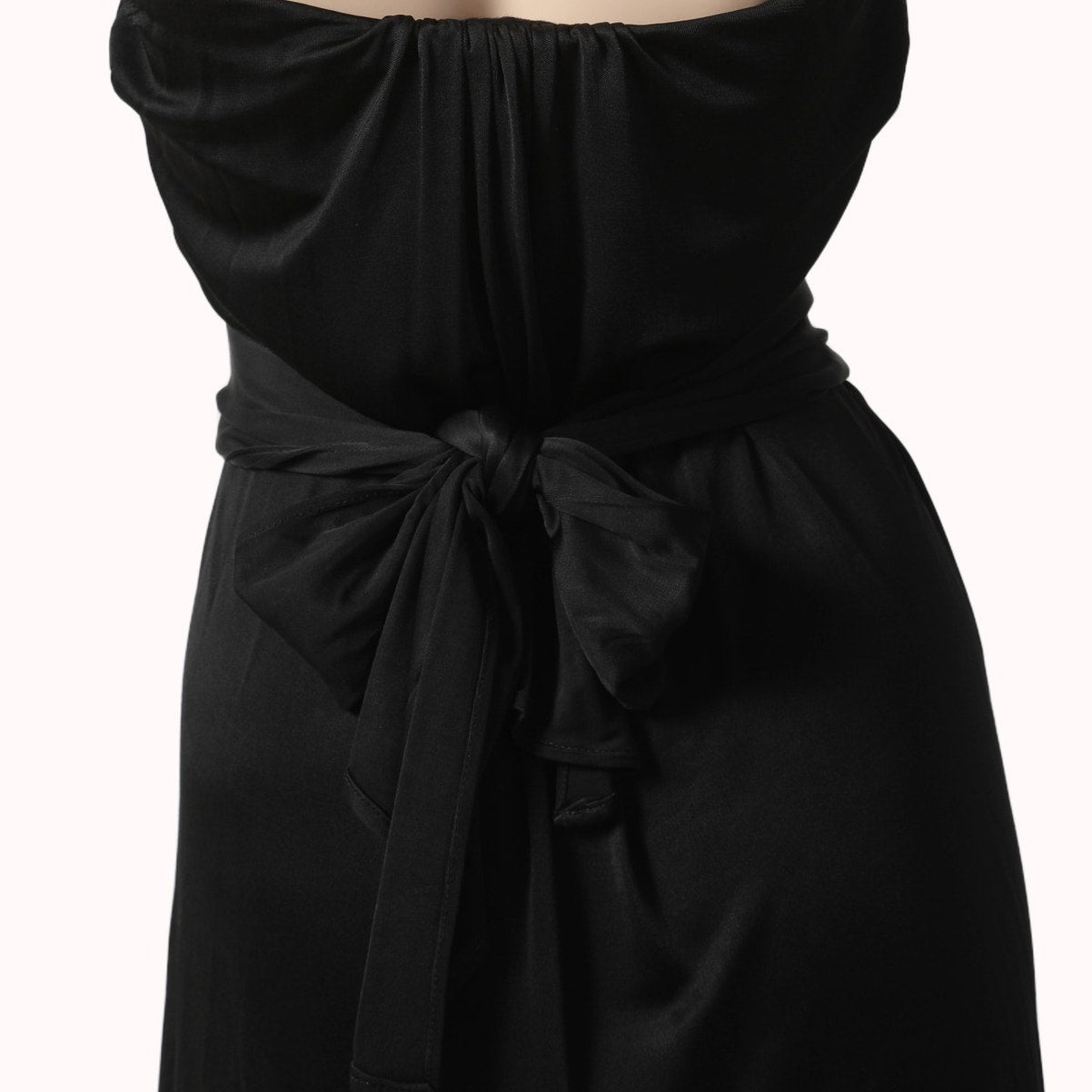MAJE Black Strapless Ruched Mini Dress