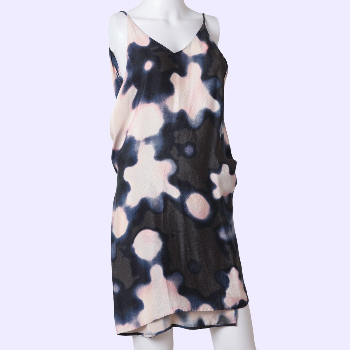 3.1 PHILLIP LIM Abstract Pink Blue Gray Print Silk Backless Slip Mini Dress