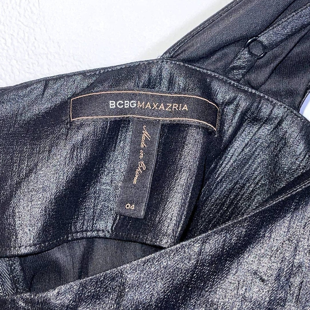 BCBGMAXAZRIA Black Metallic One Shoulder Top