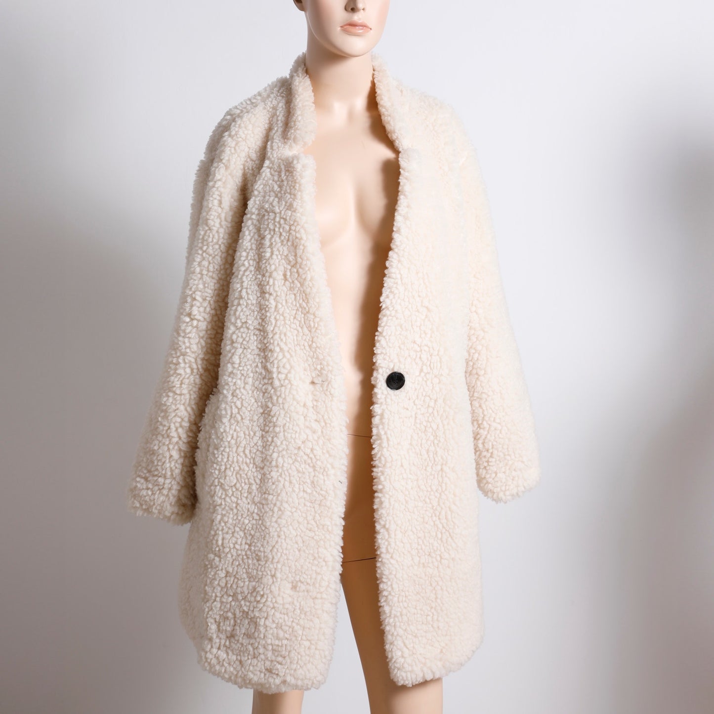 ZARA Ivory Shearling Oversized Jacket Beige