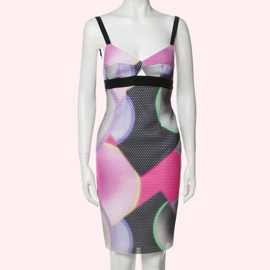 MILLY Pink Multicolor Printed Sheath Sleeveless Mini Dress