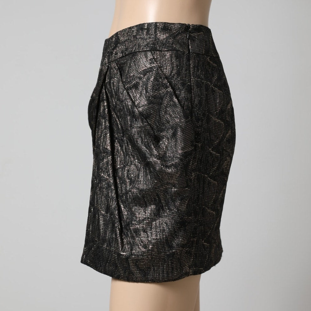 KAREN MILLEN Vintage Bronze and Black Metallic Patterned Skirt
