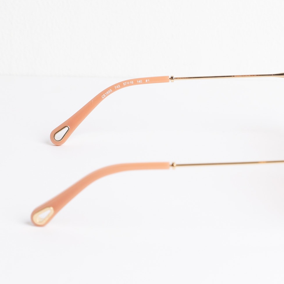 CHLOE Delilah Double Rimmed Gradient Sunglasses, Gold + Pink Frames