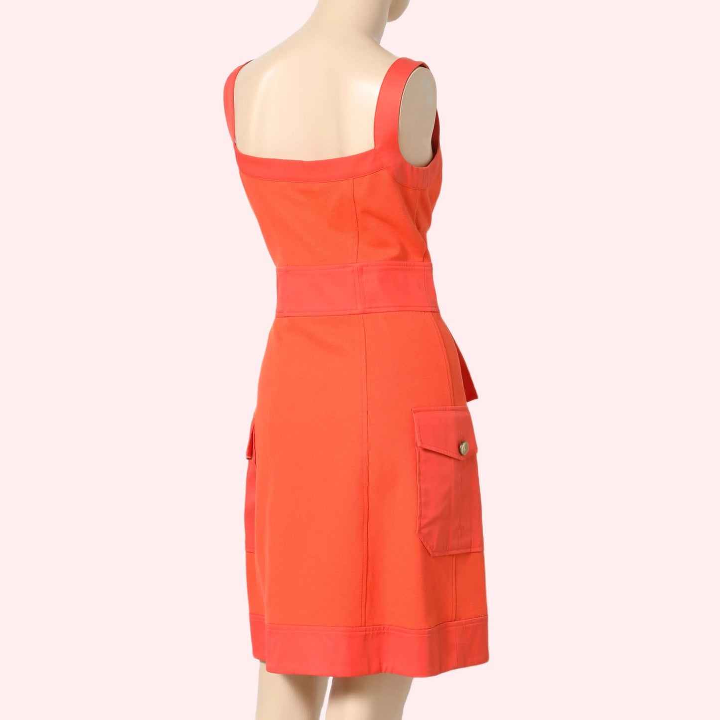DIANE VON FURSTENBERG Orange V-Neck Button-Up Mini Dress