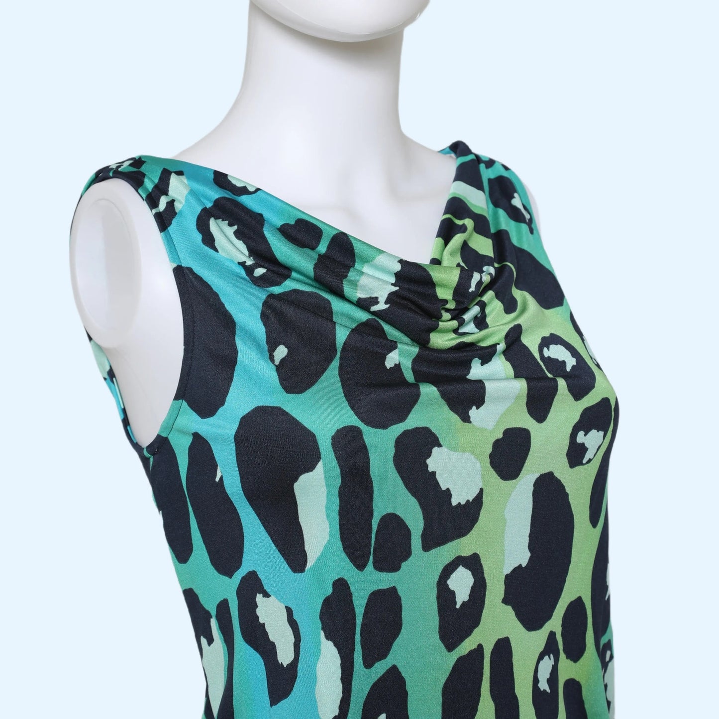 DIANE VON FURSTENBERG Blue Green Animal Print Silk Mini Dress