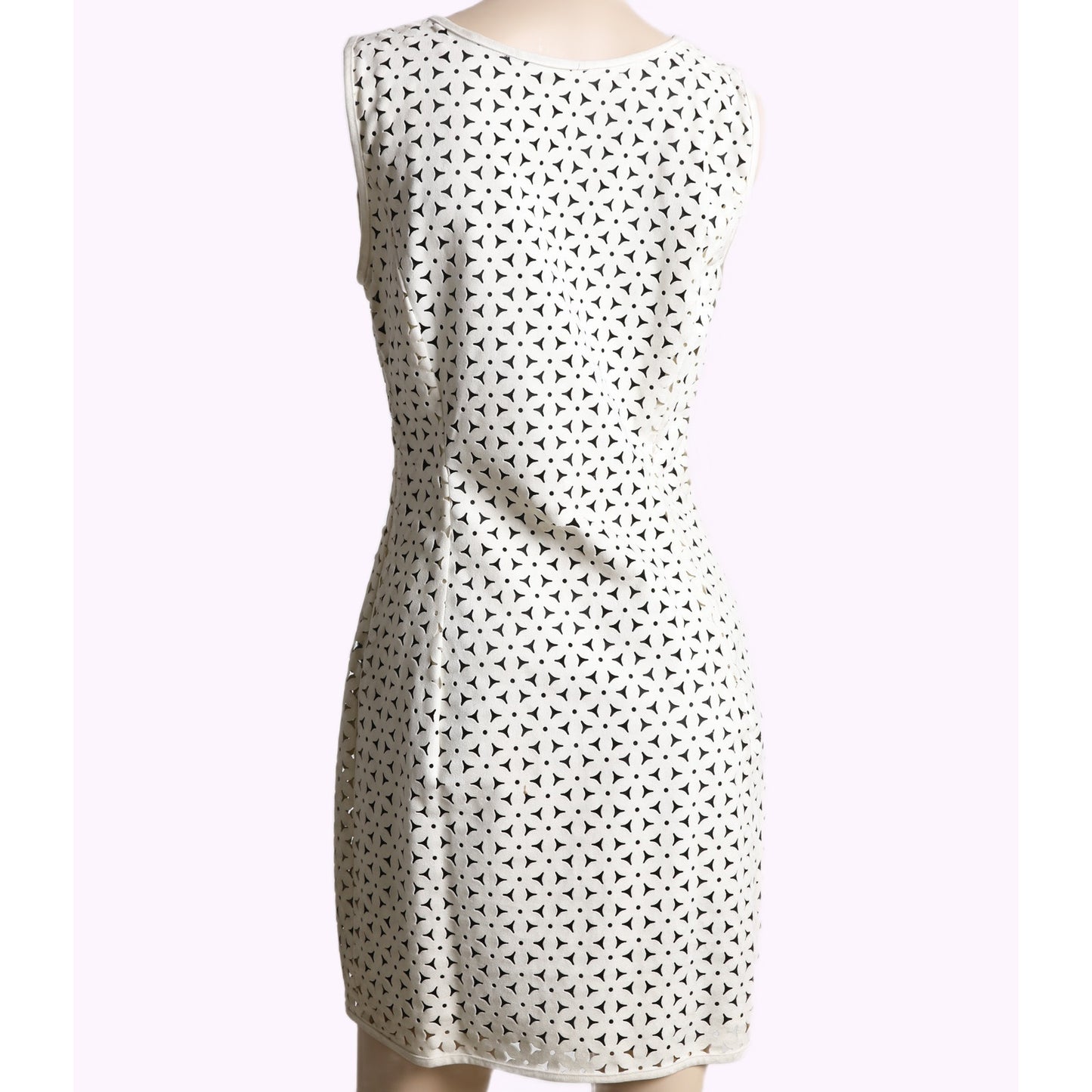 MARK EISEN COLLECTION Vintage White Faux Suede Laser Cut Dress