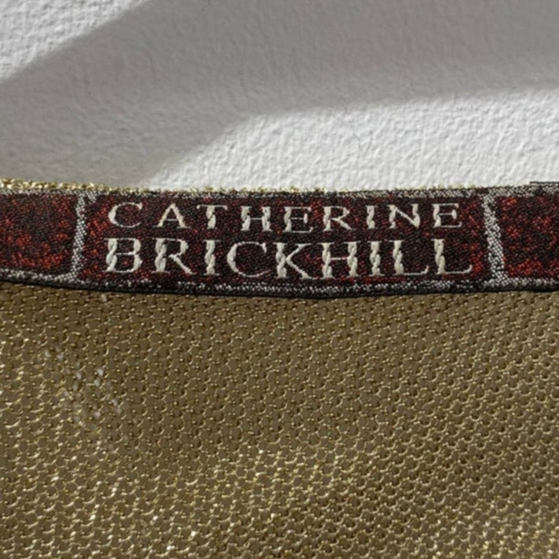 CATHERINE BRICKHILL Vintage Y2K Metallic Gold Draped Short Sleeve Top