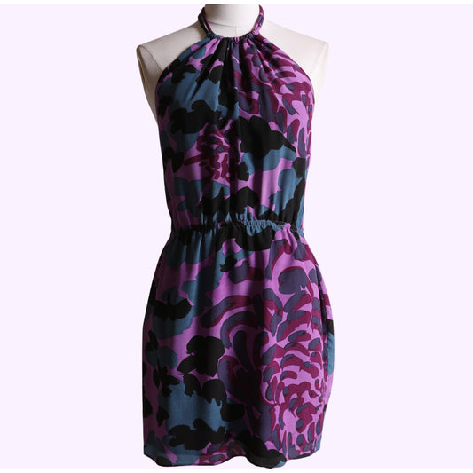 Copied - FALLS Vintage Purple Multicolor Floral Halter Mini Dress