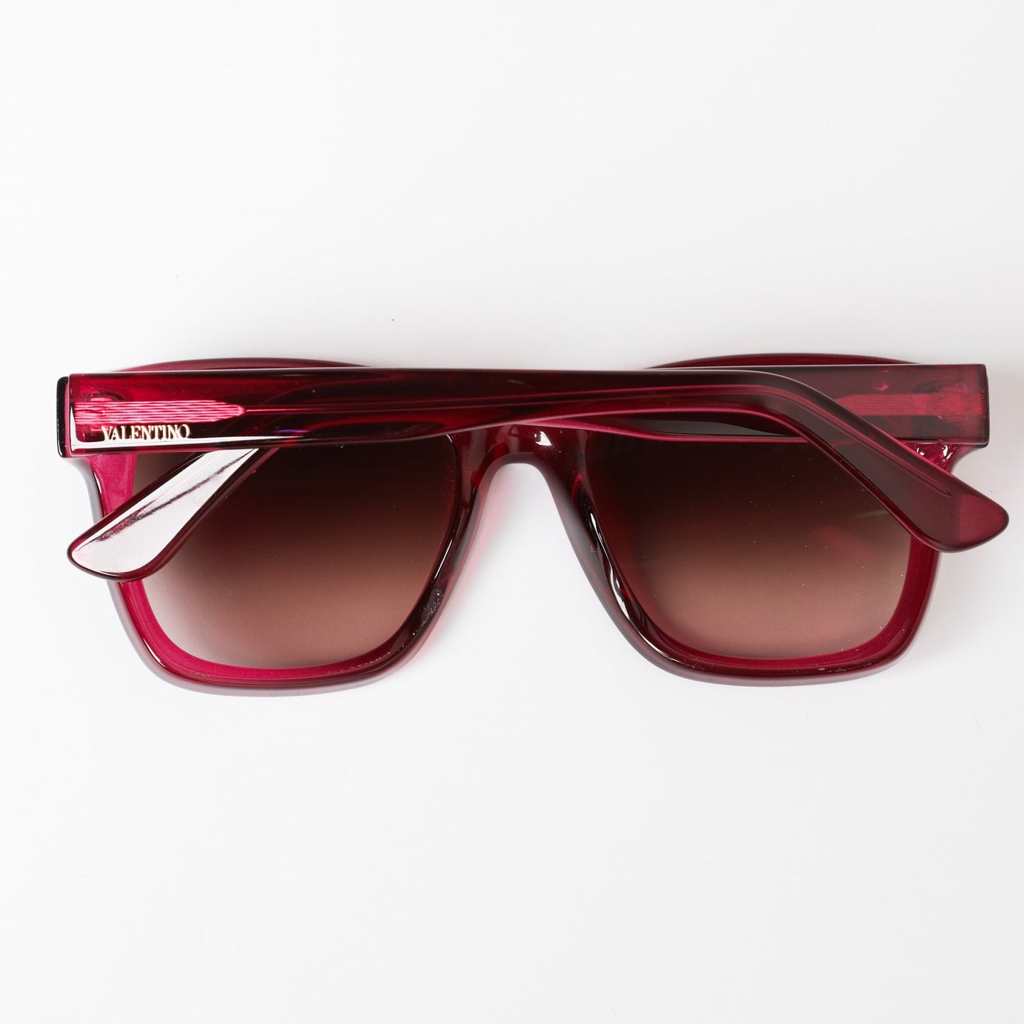 VALENTINO Garavani Red Wayfarer Gradient Rectangular Sunglasses